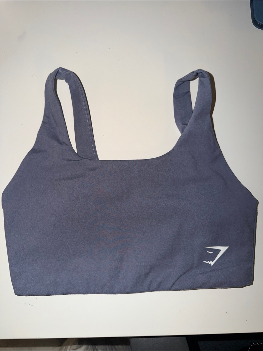 Gymshark Women's Sports Bra - Scoop Neck Seamless Crop, Grayish Blue